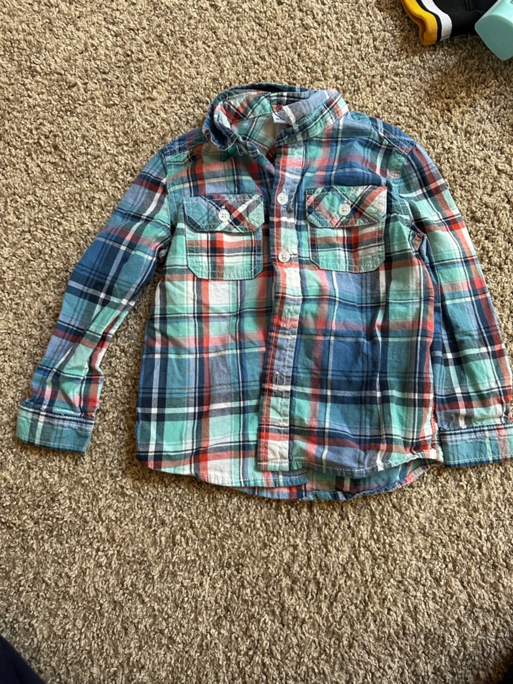 Button-Down Plaid Shirt for Kids in Blue & Green